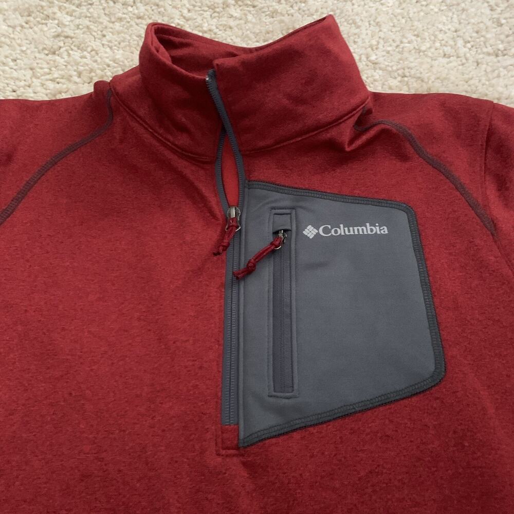 Columbia 1/4 Zip Pullover Mens Medium Klamath Range Fleece AM1175 Brick Red